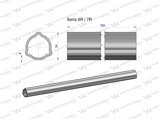 Rura zewnętrzna Seria 6R i 7R do wału 910 przegubowo-teleskopowego 54x4 mm 785 mm WARYŃSKI