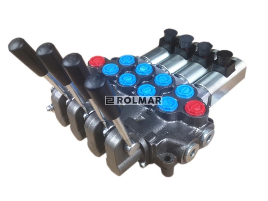Rozdzielacz hydrauliczny (50 l/m) 4 sekc. ster. ręczno-elektryczne 12 VDC