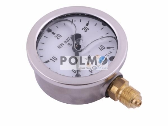 Manometr glicerynowy M63 0-40 bar dolne przyłącze G1/4" POLMO