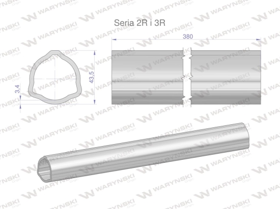 Rura zewnętrzna Seria 2R i 3R do wału 510 przegubowo-teleskopowego 43.5x3.4 mm 385 mm WARYŃSKI