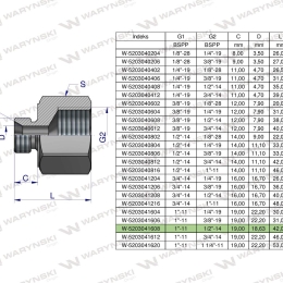 Tulejka różnicowa hydrauliczna calowa AB 1"GZ x 1/2"GW BSP Waryński
