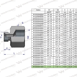 Tulejka różnicowa hydrauliczna calowa AB 1"GZ x 1 1/4"GW BSP Waryński