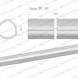 Rura trójkątna zewnętrzna Seria 2R i 3R do wału przegubowo-teleskopowego 43.5x3.4mm 2m WARYŃSKI (sprzedawane po 2)