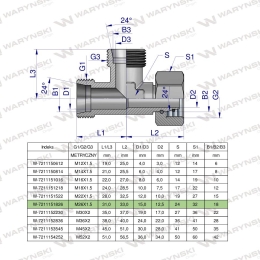 Trójnik hydrauliczny niesymetryczny metryczny BBA M26x1.5 18L (XEVL) Waryński