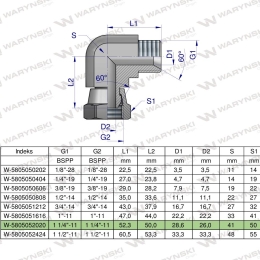 Kolanko hydrauliczne calowe AB 1 1/4" BSP Waryński