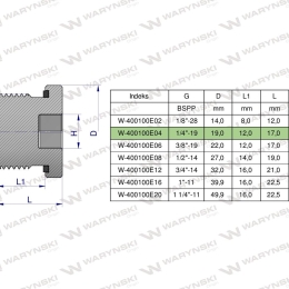 Korek hydrauliczny calowy (na imbus) 1/4" BSP ED Waryński ( sprzedawane po 10 )