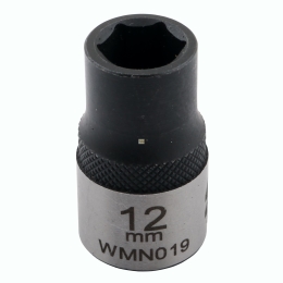 Nasadka sześciokątna 1/2". 12 mm. CrV50BV30. DIN 3124. Waryński