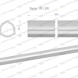 Rura wewnętrzna Seria 2R, rura zewnętrzna Seria 1R do wału 660 przegubowo-teleskopowego 36x3.2 mm 540 mm WARYŃSKI