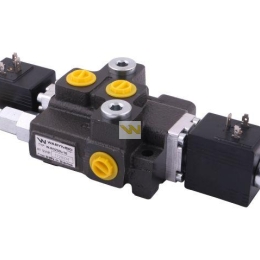 Rozdzielacz hydrauliczny 1-sekcyjny max przepływ 50L sterowany elektrycznie 12V DC Waryński