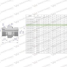 Przyłączka hydrauliczna (odmiana ciężka XGE) BB M18x1.5 10S x 1/4" BSP ED Waryński ( sprzedawane po 5 )