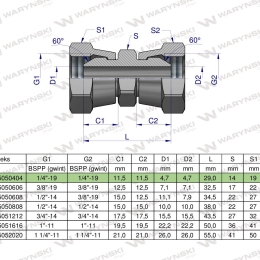 Złączka hydrauliczna calowa AA 1/4" BSP Waryński ( sprzedawane po 2 )