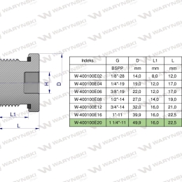 Korek hydrauliczny calowy (na imbus) 1 1/4" BSP ED Waryński