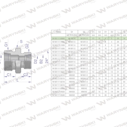 Złączka hydrauliczna redukcyjna metryczna BB M14x1.5 08L / M12x1.5 06L (XG) Waryński ( sprzedawane po 5 )