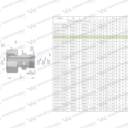 Złączka hydrauliczna metryczna AB (XKOR) A-M18x1.5 12L / B-M14x1.5 08L Waryński ( sprzedawane po 2 )