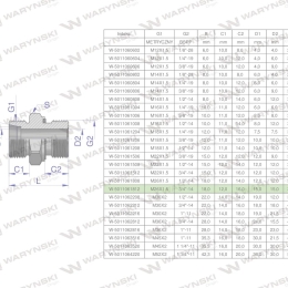 Przyłączka hydrauliczna BB (XGE) M26x1.5 18L x 3/4" BSP ED Waryński ( sprzedawane po 2 )