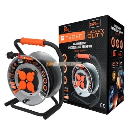Przedłużacz bębnowy, przemysłowy HEAVY DUTY, 3X2,5mm, IP44, H05RR-F, cert. CE / 30M, Teger