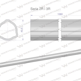 Rura zewnętrzna Seria 2R i 3R do wału 1210 przegubowo-teleskopowego 43.5x3.4 mm 1085 mm WARYŃSKI