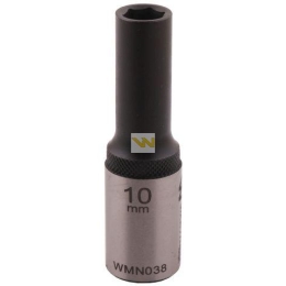 Nasadka sześciokątna 1/2". 10 mm. długa. CrV50BV30. DIN 3124. Waryński