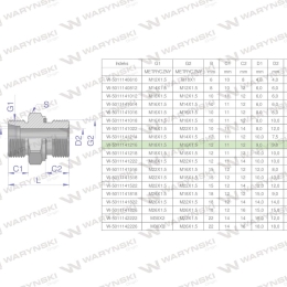 Przyłączka hydrauliczna metryczna BB (XGE) M18x1.5 12L x M16x1.5 ED Waryński ( sprzedawane po 10 )