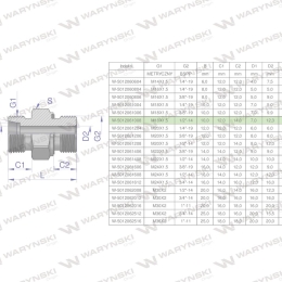 Przyłączka hydrauliczna (odmiana ciężka XGE) BB M18x1.5 10S x 1/2" BSP ED Waryński ( sprzedawane po 5 )