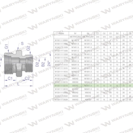 Złączka hydrauliczna redukcyjna metryczna BB M30x2 22L / M26x1.5 18L (XG) Waryński