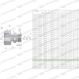 Złączka hydrauliczna metryczna AB (XKOR) A-M45x2 35L / B-M18x1.5 12L Waryński
