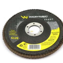 Tarcza do szlifierki 125 mm lamelkowa z elektrokorundem GR120 (sprzedawana po 10 szt.) Waryński