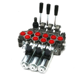 Rozdzielacz hydrauliczny (50 l/m) 4 sekc. 3 sekcje ster. Ręczno elektryczne 24 DC 1 sekcja manualna