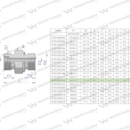 Przyłączka hydrauliczna (odmiana ciężka XGE) BB M24x1.5 16S x 1/2" BSP ED Waryński ( sprzedawane po 5 )