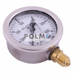 Manometr glicerynowy M63 0-600 bar dolne przyłącze G1/4" POLMO