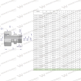 Złączka hydrauliczna metryczna AB (XKOR) A-M45x2 35L / B-M36x2 22L Waryński
