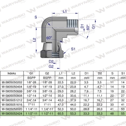 Kolanko hydrauliczne calowe AB 1 1/2" BSP Waryński