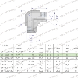 Kolanko hydrauliczne calowe BB 1/4" BSP (XW) Waryński ( sprzedawane po 2 )