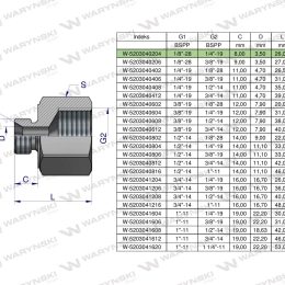 Tulejka różnicowa hydrauliczna calowa AB 1/8"GZ x 1/4"GW BSP Waryński ( sprzedawane po 2 )