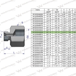 Tulejka różnicowa hydrauliczna calowa AB 3/8"GZ x 1/2"GW BSP Waryński ( sprzedawane po 2 )