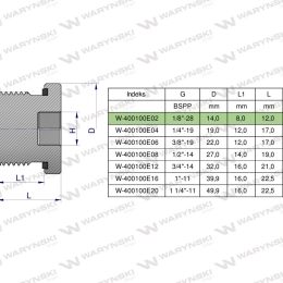 Korek hydrauliczny calowy (na imbus) 1/8" BSP ED Waryński ( sprzedawane po 10 )