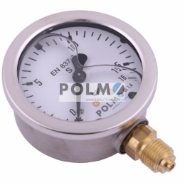 Manometr glicerynowy M63 0-16 bar dolne przyłącze G1/4" POLMO