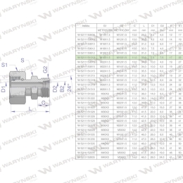 Złączka hydrauliczna metryczna AB (XKOR) A-M18x1.5 12L / B-M16x1.5 10L Waryński ( sprzedawane po 2 )