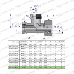Trójnik hydrauliczny niesymetryczny metryczny BBA M52x4 42L (XEVL) Waryński