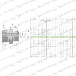 Złączka hydrauliczna redukcyjna metryczna BB 22/18  M22x1.5 15L / M18x1.5 12L (XG) Waryński ( sprzedawane po 10 )