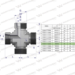 Czwórnik hydrauliczny metryczny BBBB M30x2 22L Waryński