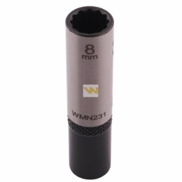 Nasadka dwunastokątna 1/4". 8 mm. długa. CrV50BV30. DIN 3124. Waryński