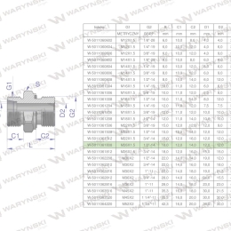 Przyłączka hydrauliczna BB (XGE) M26x1.5 18L x 1/2" BSP ED Waryński ( sprzedawane po 2 )