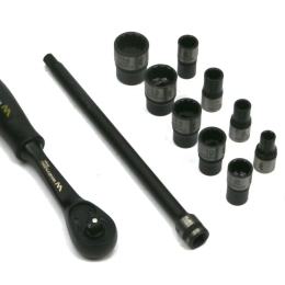 Zestaw 12 el. nasadki 1/4  przedłużka 12 cm grzechotka 4.5 5 6 7 8 9 10 11 13 14 Waryński
