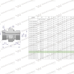 Przyłączka hydrauliczna (odmiana ciężka XGE) BB M30x2 20S x 3/4" BSP ED Waryński ( sprzedawane po 2 )