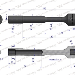Nasadka udarowa 1/2", sześciokątna slim przelotowa ze stali CrMo 11mm długość 150 mm, stosowane w mechanice do kluczy udarowych, Waryński