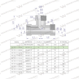 Trójnik hydrauliczny metryczny BBB M12x1.5 06L (XT) Waryński ( sprzedawane po 2 )