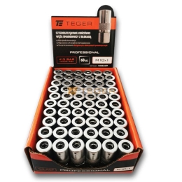 Zestaw w ekspozytorze czteroszczękowych końcówek węża smarownicy z blokadą M10x1. 413 BAR (6000 PSI) Professional TEGER (sprzedawane po 60 szt.)