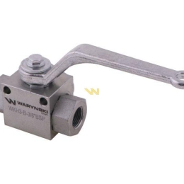 Zawór kulowy hydrauliczny 3-drogowy 3/2 - 3/8"BSP z otworami mocującymi 500 bar Waryński