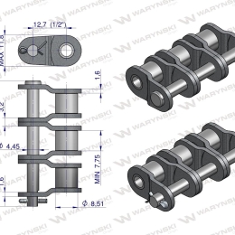 Półogniwo łańcucha P08B-3 (R3 1/2) Waryński ( sprzedawane po 5 )